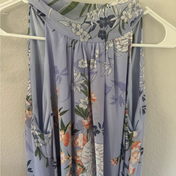 Vince Camuto Floral Halter Midi Dress Size 6 Blue Chiffon. EUC. - Picture 3 of 6